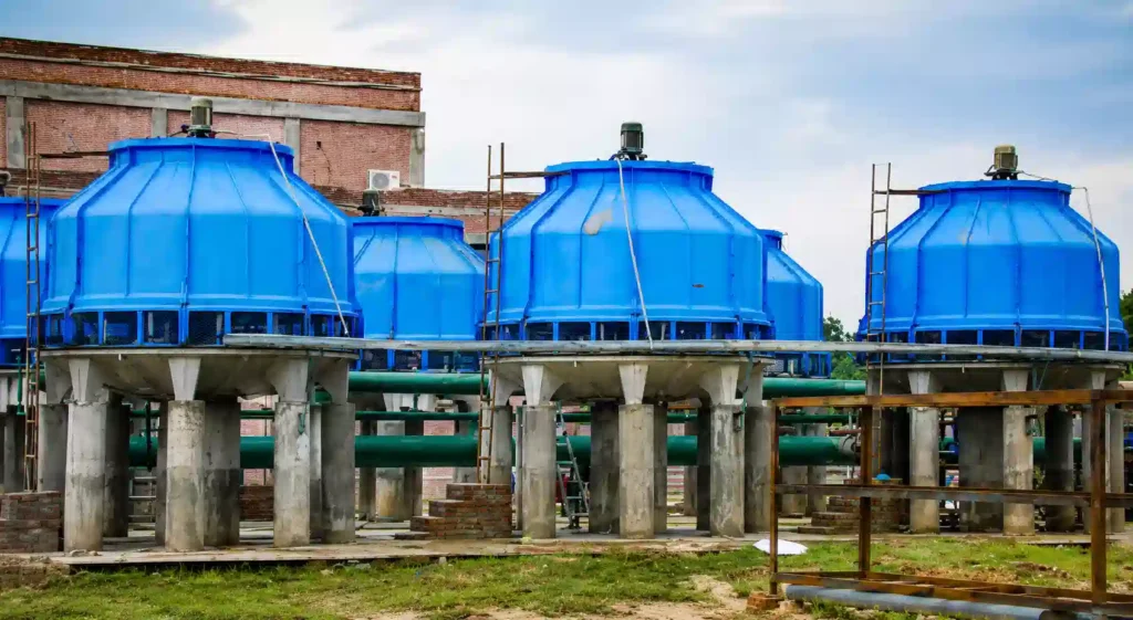 Rectangular cooling tower installation